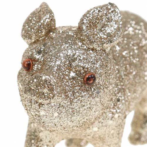 Floristik24 Dekoracja Świnka Pig Glitter Champagne 10cm 8szt.
