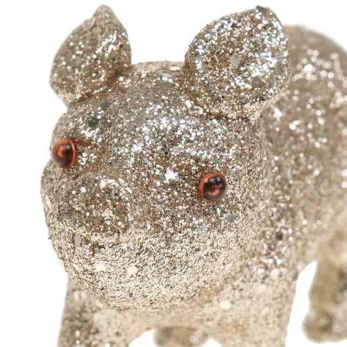 Produkt Dekoracja Świnka Pig Glitter Champagne 10cm 8szt.