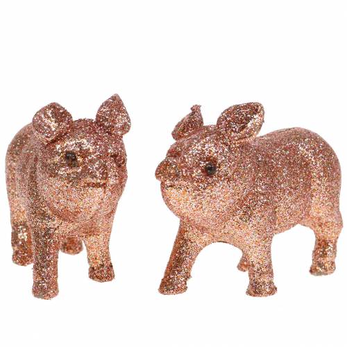 Floristik24 Deco Pig Glitter Pink 10cm 8szt.