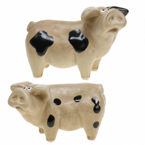Floristik24 Świnia nakrapiana ceramiczna 11cm zestaw 2 szt.