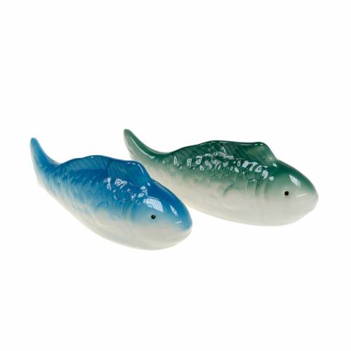 Floristik24 Ryba pływająca niebiesko-zielona ceramiczna 11,5 cm 2 szt.