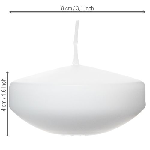 Produkt Pływająca świeca na romantyczne wieczory lub świąteczną dekorację, nadaje się również do użytku na zewnątrz. 8 cm, 8 h, 8 szt.