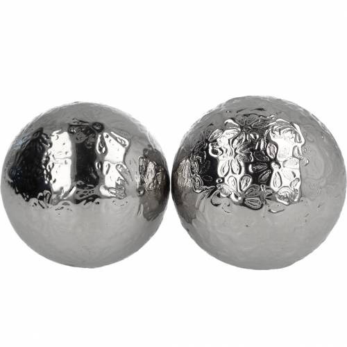 Floristik24 Pływające kwiaty w kształcie kuli srebrny metal Ø5,5cm mix 6szt