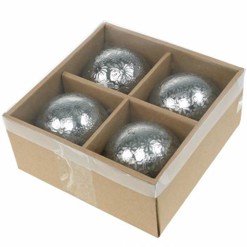 Floristik24 Pływające kwiaty w kształcie kuli srebrny metal Ø8cm różne 4 szt