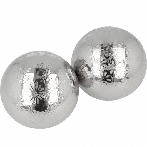 Floristik24 Pływające kwiaty w kształcie kuli srebrny metal Ø8cm różne 4 szt
