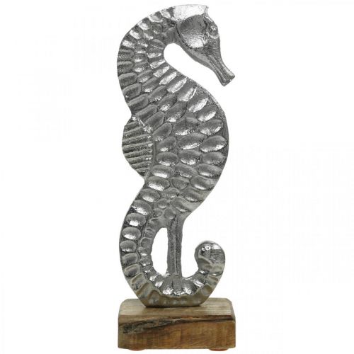Floristik24 Konik morski do miejsca, dekoracja morska z metalu, rzeźba morska srebrna, kolory naturalne wys.22cm