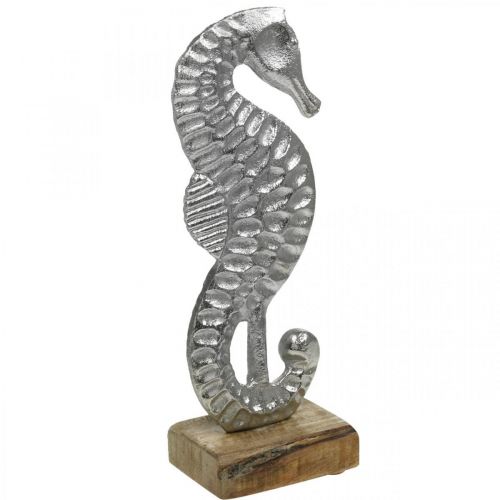 Konik morski do miejsca, dekoracja morska z metalu, rzeźba morska srebrna, kolory naturalne wys.22cm