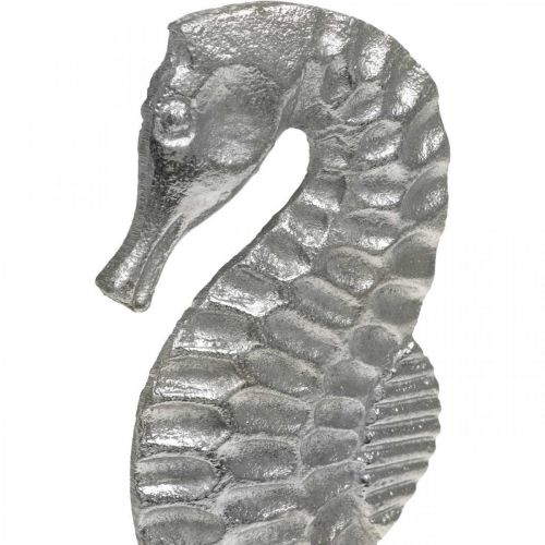 Floristik24 Konik morski do miejsca, dekoracja morska z metalu, rzeźba morska srebrna, kolory naturalne wys.22cm