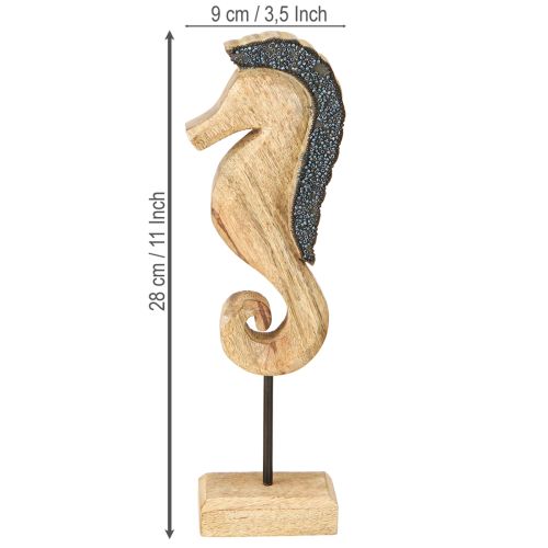 Produkt Dekoracja stołowa w kształcie konika morskiego z perłami z drewna mango 28cm