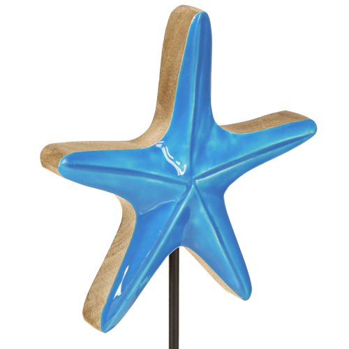 Produkt Dekoracja rozgwiazda na podstawie drewno marynistyczne naturalne niebieskie wys. 25cm