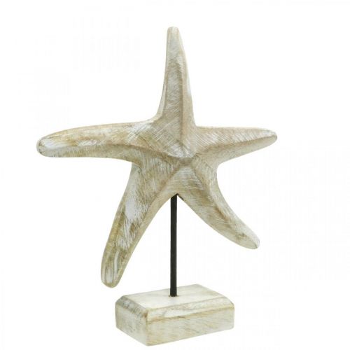 Rozgwiazda do postawienia, dekoracja z drewna morskiego w kolorze naturalnym, biała wys.23,5cm