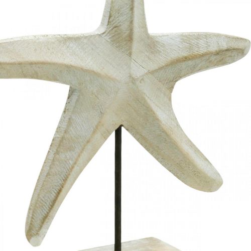 Floristik24 Rozgwiazda wykonana z drewna, rzeźba dekoracyjna morska, dekoracja morska naturalne kolory, kolor biały wys. 28cm