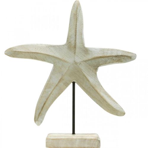 Floristik24 Rozgwiazda wykonana z drewna, rzeźba dekoracyjna morska, dekoracja morska naturalne kolory, kolor biały wys. 28cm