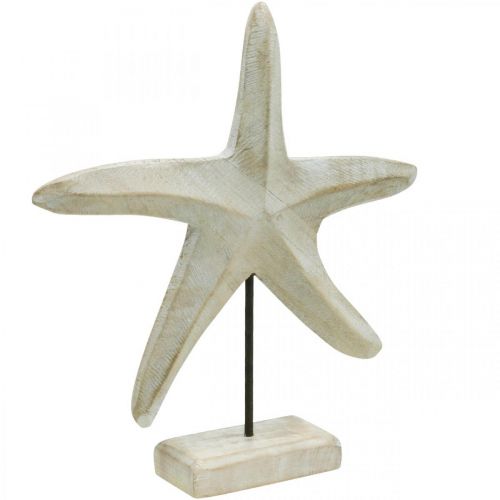 Floristik24 Rozgwiazda wykonana z drewna, rzeźba dekoracyjna morska, dekoracja morska naturalne kolory, kolor biały wys. 28cm