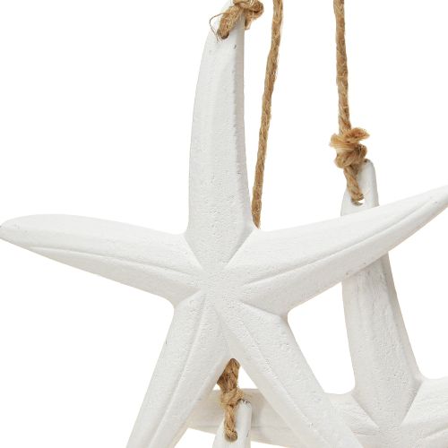 Produkt Dekoracja rozgwiazda morska drewniana dekoracja do zawieszenia biała z 3 gwiazdkami 46cm