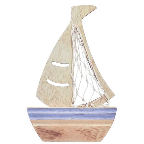 Produkt Stojak do dekoracji łodzi żaglowej drewno naturalny jasnoniebieski 25,5×16,5cm 3 szt