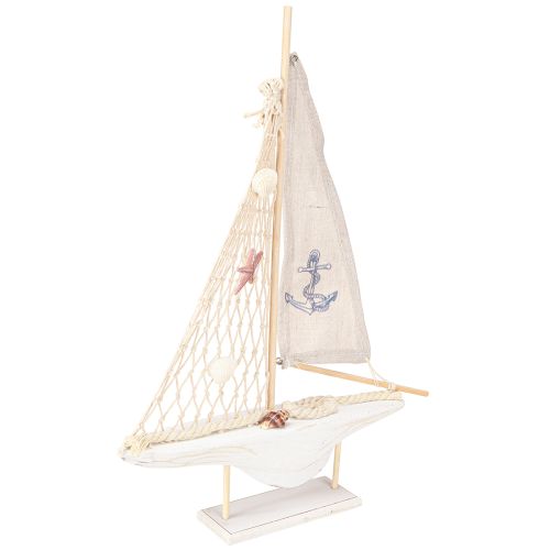 Produkt Dekoracja żaglówki drewno sosnowe na podstawie naturalna biel wys. 39cm