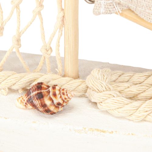 Produkt Dekoracja żaglówki drewno sosnowe na podstawie naturalna biel wys. 39cm
