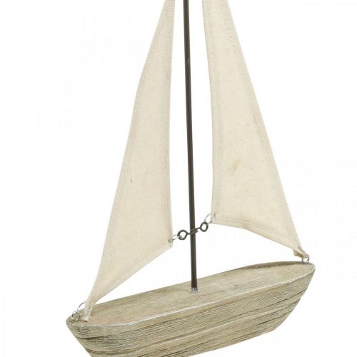 Floristik24 Dekoracyjna drewniana żaglówka, dekoracja morska, dekoracyjny statek shabby chic, naturalne kolory, biały W29cm D18cm