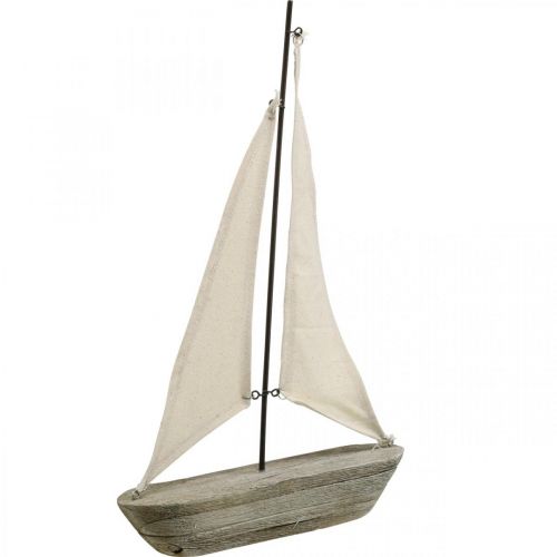 Żaglówka, łódź z drewna, dekoracja morska shabby chic naturalne kolory, biały W37cm D24cm