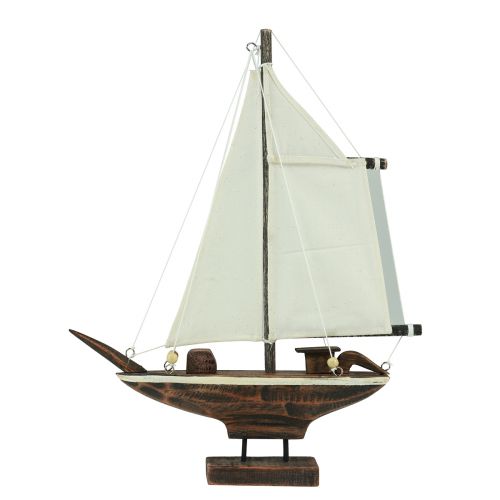 Floristik24 Dekoracja łodzi żaglowej statek drewno sosnowe brązowy 32×5×41cm