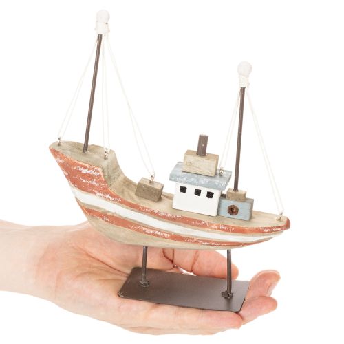 Dekoracyjny drewniany model łódki na parapet 20cm | Floristik24.pl