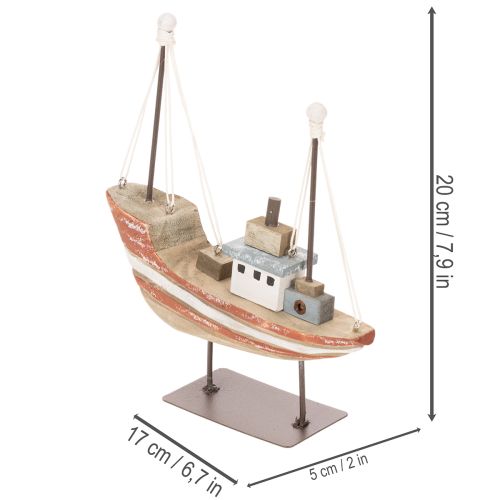 Dekoracyjny drewniany model łódki na parapet 20cm | Floristik24.pl
