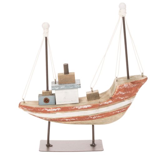 Dekoracyjny drewniany model łódki na parapet 20cm | Floristik24.pl