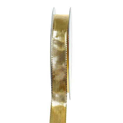 Produkt Wstążka prezentowa złota z krawędzią drutu 15mm 25m