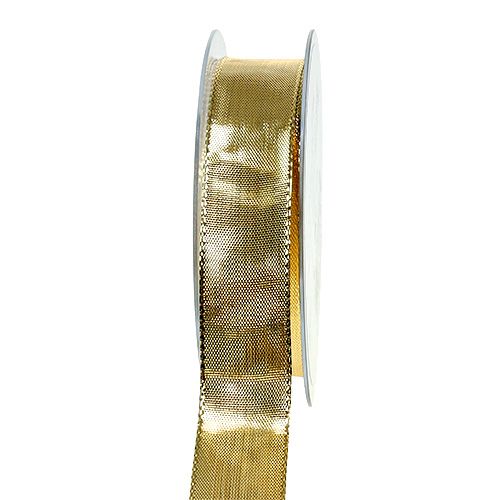 Floristik24 Wstążka prezentowa złota z drucianym brzegiem 25mm 25m