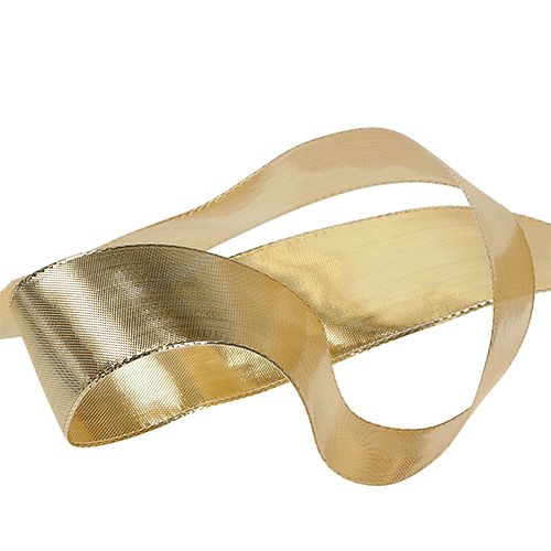 Floristik24 Wstążka prezentowa złota z drucikiem 40mm 25m