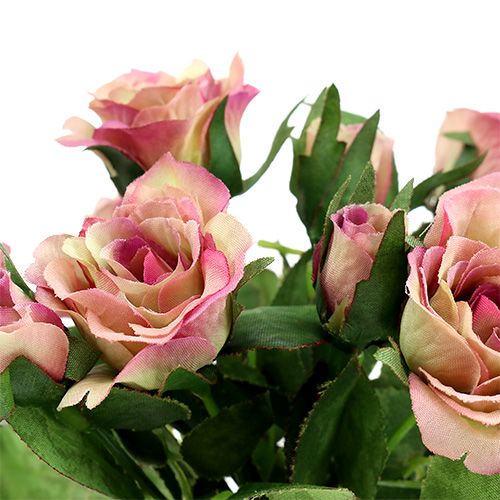 Produkt Tkanina Jedwabna Kwiaty Bukiet Róż L26cm Staroróżowy 3szt