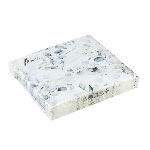 Floristik24 Serwetki eukaliptusowe dekoracyjna dekoracja stołu biała 25x25cm 20 szt