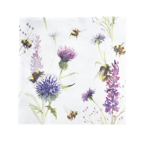Floristik24 Serwetki letnie trzmiele dekoracja pszczół 25x25cm 20szt