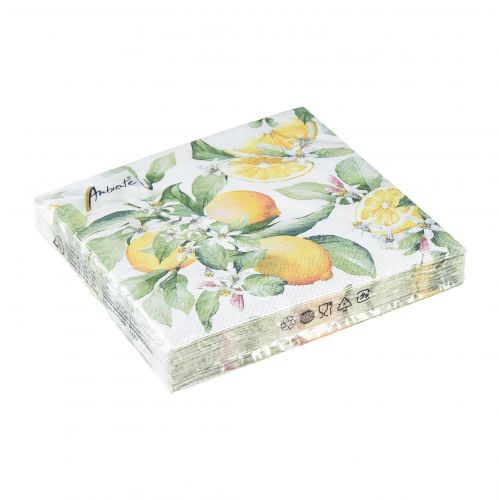 Floristik24 Serwetki letnia dekoracja stołu dekoracja cytrynowa 25x25cm 20 szt