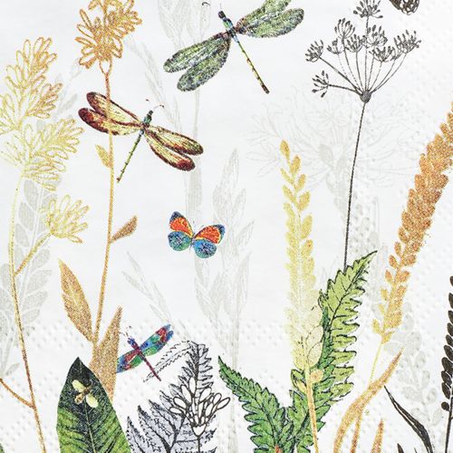 Floristik24 Serwetki Letnie Białe Motyw Łąka Kolorowe 25x25cm 20 szt