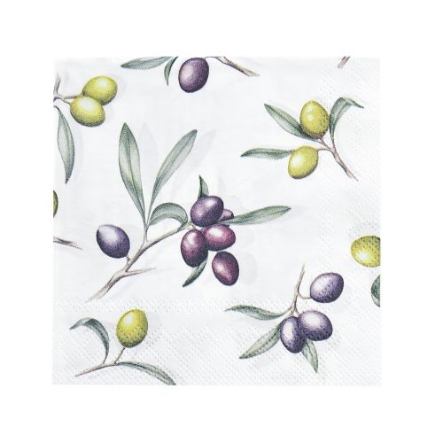 Serwetki dekoracja stołu letnie oliwkowe fioletowe 25x25cm 20szt
