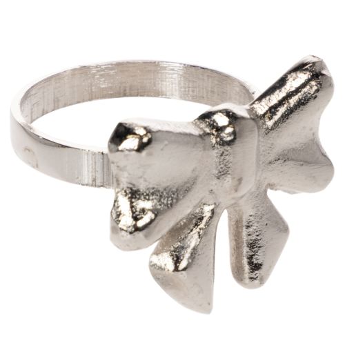 Serwetnik kokarda, metal, srebro błyszczące, 5cm, 4 sztuki kupić | Floristik24.pl