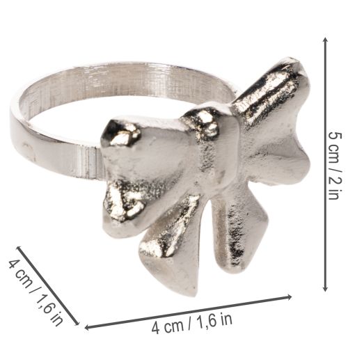 Serwetnik kokarda, metal, srebro błyszczące, 5cm, 4 sztuki | Floristik24.pl