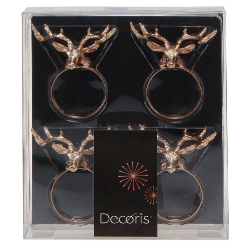Produkt Obrączki na serwetki jeleń metalowa dekoracja stołu róża Ø3,5cm wys. 6,5cm 4szt
