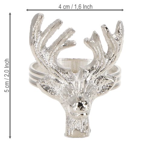 Produkt Serwetniki srebrne jeleń metalowy serwetnik Ø4cm 4 szt.