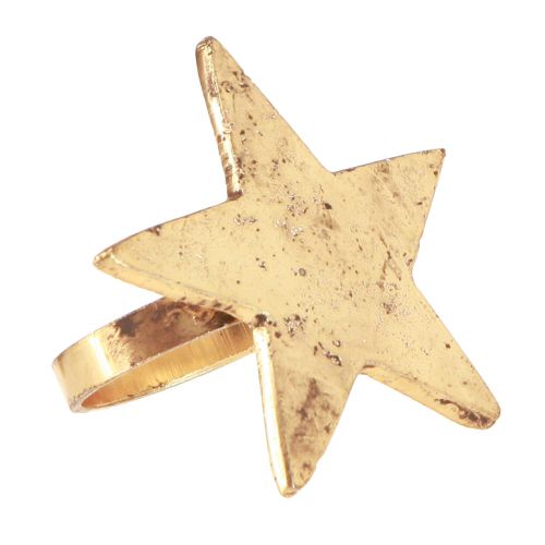 Floristik24 Obrączki na serwetki gwiazda złoto antyczny metal 6,5cm Ø4cm 4 szt