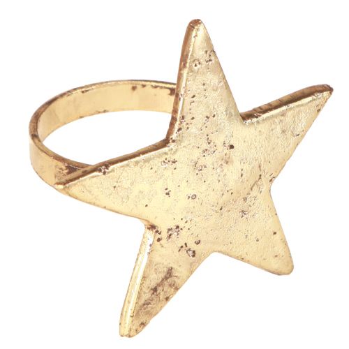 Floristik24 Obrączki na serwetki gwiazda złoto antyczny metal 6,5cm Ø4cm 4 szt