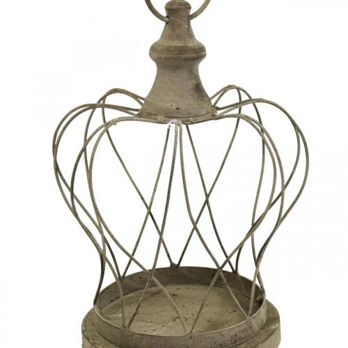 Floristik24 Shabby Chic Deco Crown Rustykalna metalowa korona do zawieszenia H27cm
