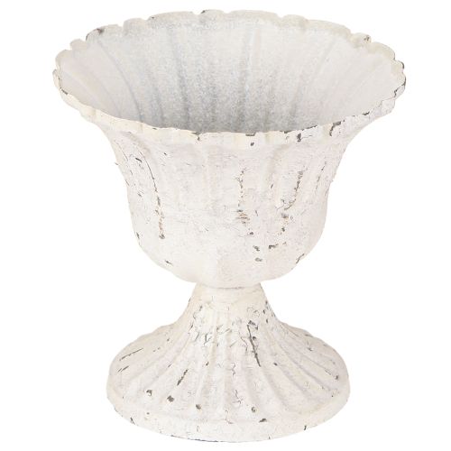 Floristik24 Kubek metalowy dekoracyjny Shabby Chic biały Ø12cm wys.12cm