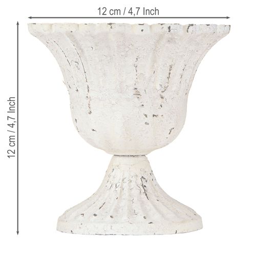 Floristik24 Kubek metalowy dekoracyjny Shabby Chic biały Ø12cm wys.12cm