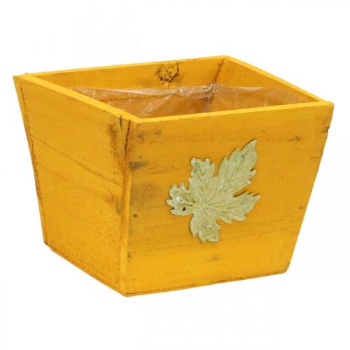 Floristik24 Pudełko na rośliny drewniane shabby chic drewniane pudełko żółte 11 × 14,5 × 14 cm