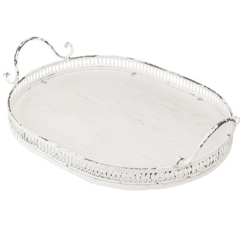 Produkt Taca owalna Shabby Chic z uchwytami biała 36/45cm, zestaw 2 szt