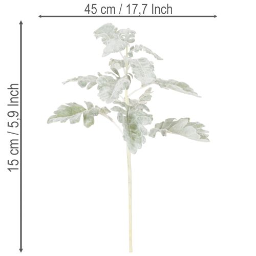 Sztuczna gałązka starzec, liść srebrny, misternie wykonana, 45 cm, 3 sztuki | Floristik24.pl