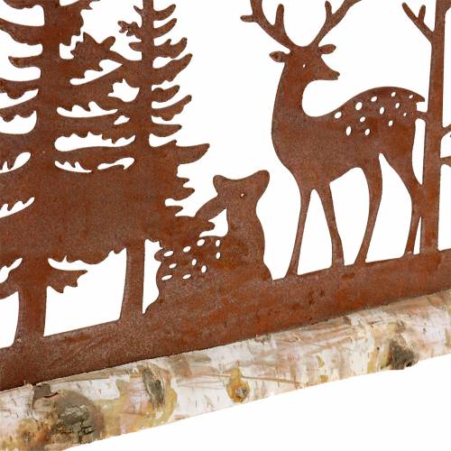 Floristik24 Sylwetka lasu ze zwierzętami Rdza na drewnianej podstawie 57cm x 25cm